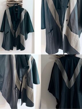 VTG 80’s Y2K Unisex men women cape poncho festival burner Leather Jacket